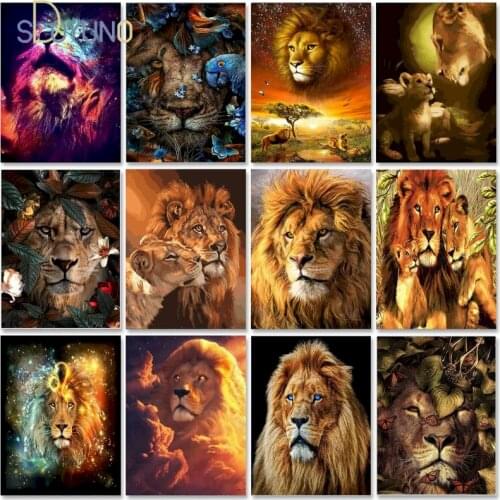 SDOYUNO Lion Paint By Number For Adults Pictures By Numbers Kits Animal Hand Painted Art Drawing On Canvas Gift Home Decor