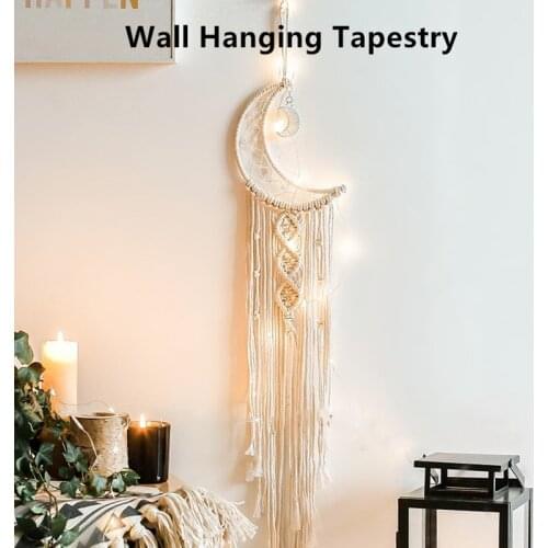 Wall Hanging Tapestry Wall Decor Moon Dreamcatcher Hand-woven Knitted Tapestries Bohemian Chic Home Decoration Gift