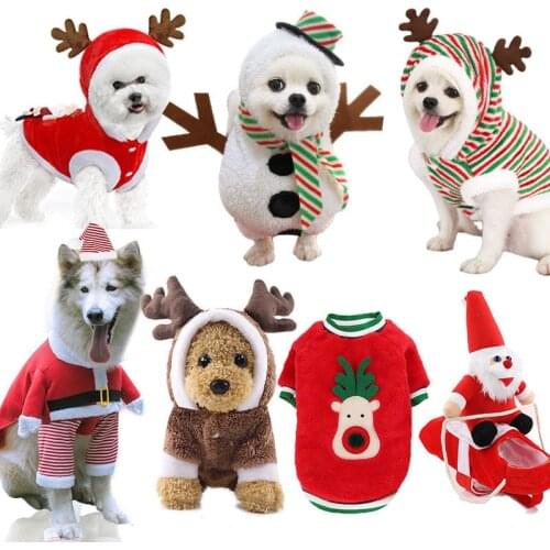Dog Cat Christmas Pet Clothes Cat Puppy Warm Clothes Halloween Cosplay Antlers Snowman Old Man Dog Costume Autumn/Winter Clothes
