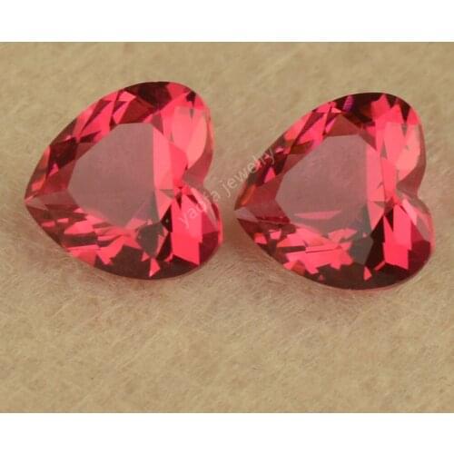 Wholesale 3x3~15x15mm 5A 3# Light Rose Red Color Synthetic Glass Stone Heart Machine Cut Glass Gems For Jewelry DIY