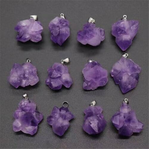 Amethyst cluster pendant natural stones and minerals quartz crystals good luck spiritual healing home decor modern