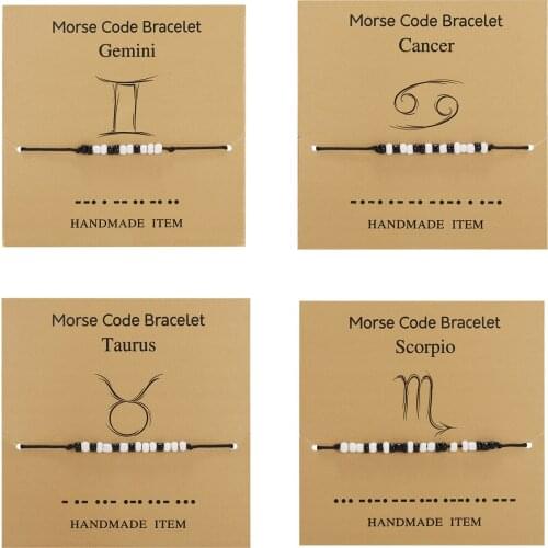 Simple 12 Constellation Bracelet Handmade Fine beads Bracelet for Women Resizable Bangle Zodiac Friendship Jewelry Kids Gift