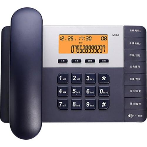 Wired telephone landline for office home hotel clock with hands-free phone, caller ID, adjustable volume and LCD brightness
