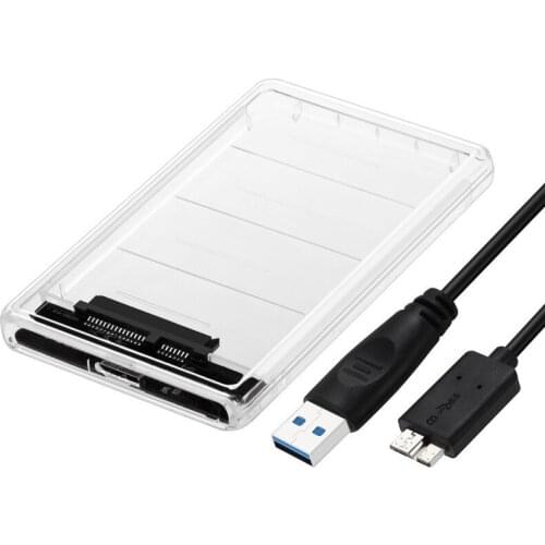 Transparent Plastic 2.5 Inch HDD SSD Case Enclosure SATA III To USB 3.0 Hard Drive Disk Box Enclosure with Line