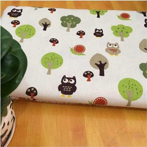 Printed Cotton and Linen Fabric Curtain Tablecloth, Cotton Cloth for DIY & Sewing Placemats, Bag Material Length 1 Yard