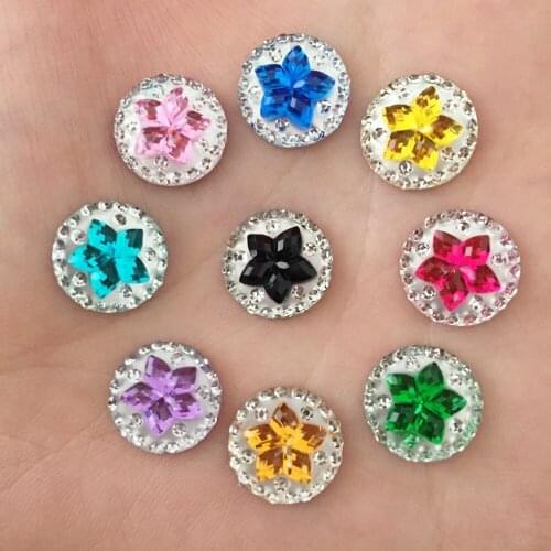 Resin Round 200pcs 12mm Flower Flatback Scrapbook /Wedding Decoration Diy Craft K22A*5