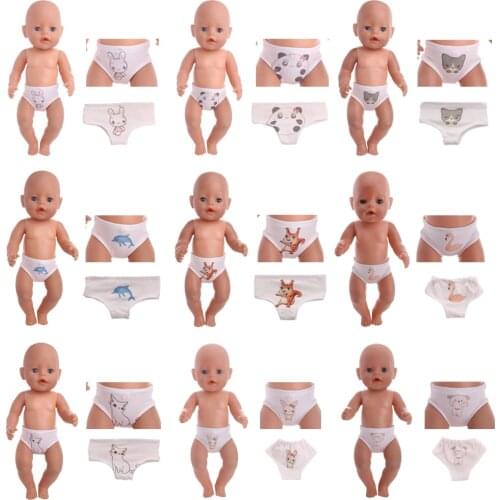 LUCKDOLL Patterned Underwear Fit 18 Inch American 43cm Baby Doll Clothes Accessories,Girls Toys,Generation,Birthday Gift