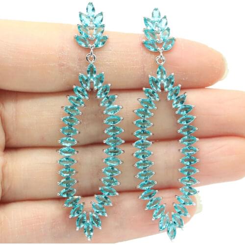 20x10mm New Arrival Created Violet Tanzanite Pink Kunzite For Women Wedding Silver Earrings