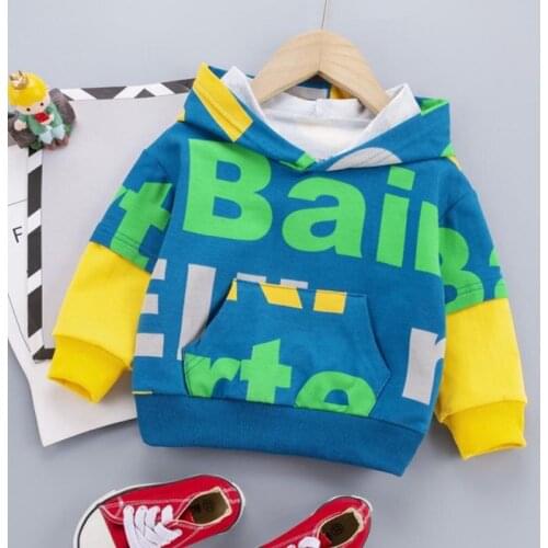 Girls Spring New Fashion Toddler Letter Sweater Boys Hooded Long Sleeve Casual Jacket Children Baby Kids Vitality Cotton Coat