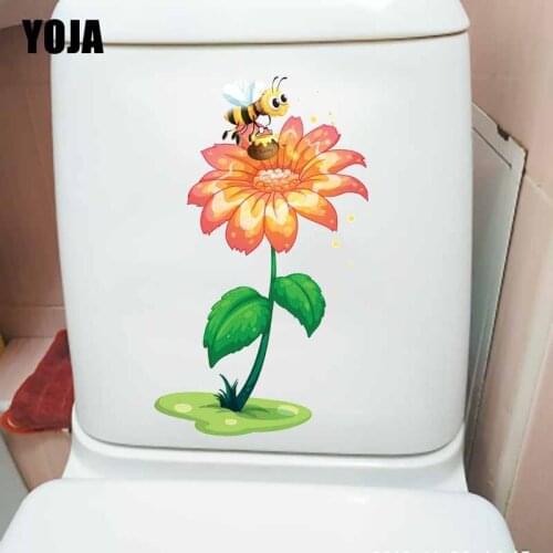 YOJA 12X22.3CM Modern Art Living Room Home Decor Wall Sticker Toilet Decal Beautiful Flowers And Bees T5-0953