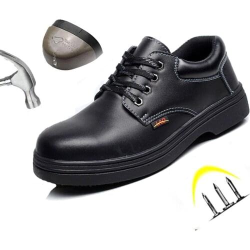 Safety Shoes Men Waterproof Leather Steel Toe Anti Smashing Puncture-resistant Indestructible Work Boots Oil-proof Chef Shoes