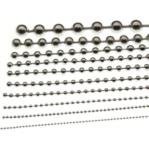 1.5mm 2.0 2.4 3.2mm 4 4.5 5 6 8 10mm Beaded Ball Stainless Steel Chain Bulk Jewelry Chains for Necklaces Jewelry Making Supplies