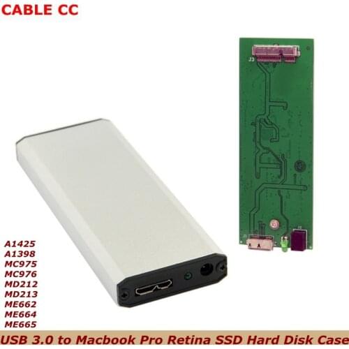 1pcs USB 3.0 to Macbook Pro Retina A1425 A1398 MC975 MC976 MD212 MD213 ME662 ME664 ME665 SSD Hard Disk Case