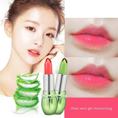 1Pcs Aloe Lipstick Temperature Change Color Crystal Jelly Lipstick Red Lipstick Winter Moisturizing Cream Jelly Lipstick Lipstic