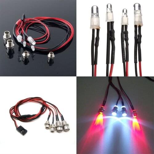 1 PC RC On-Road LED Car Light Night 5mm White And 3mm Red Headlamps 4 LED Light Interior Car Ornaments Accessories Dropship