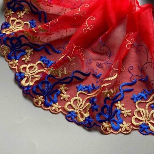 1 yards Bow Tassel Flower Lace Ribbon Trims Webbing Applique for Sofa Cover Curtain Textiles Trimmings Embroidered Lace Fabric