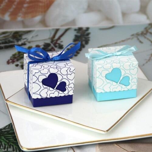 10pcs Love Heart Laser Cut Hollow Gift Candy Boxes Wedding Party Favor Gifts Bags with Ribbon Wedding Birthday Party Supplies