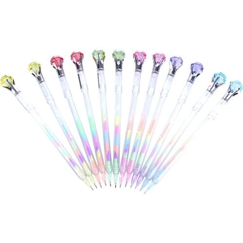 2pcs Creative Fantasy Rainbow Pen 6 Color Ink Diamond Head Gel Pen Water Chalk Fluorescent Marker Pen DIY Scrapbooking Tool