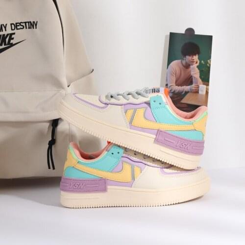 2021 Autumn Female Shoes Outdoor Air Force One Macaron Sports Casual Breathable For Women Daily Walking Running Colorful