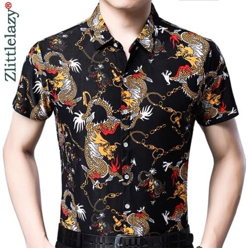 2021 Short Sleeve Men Social Shirt Summer Streetwear Casual Hawaiian Floral Shirts Dress Mens Slim Regular Clothes Fashions 4561