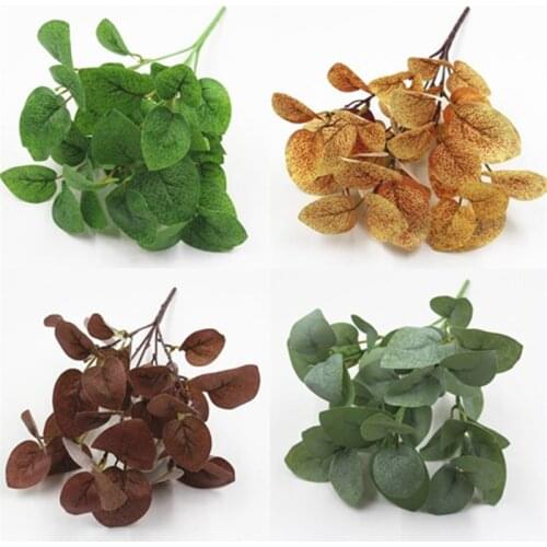 5 fork Silk Eucalyptus Leaf Artificial Green Plant Flower Fake Flower Bouquet Wedding Wall Decoration