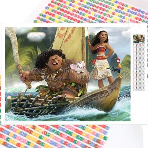 Diamond Painting Disney Cartoon Princess 5D DIY Moana Goddess Cross Stitch Embroidery Mosaic Square Round Handmade Home Decor