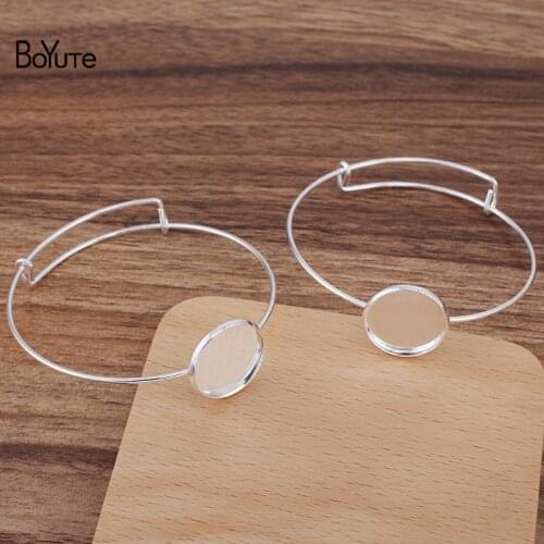 BoYuTe (20 Pieces/Lot) 65*1.5MM Metal Brass Adjustable Bracelet Base with 20MM Blank Tray Diy Handmade Jewelry Accessories