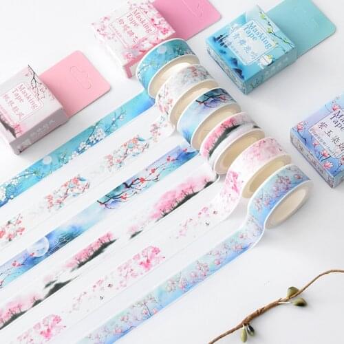 Chinese Vintage Retro Flower Falls And Blow Masking Washi Tape Decorative Adhesive Tape Diy Scrapbooking School Office Supply