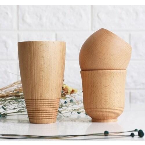 Detomate Classic Style Natural Wood Cup Wooden Beer Mugs Drinking For Party Novelty Gifts Eco-friendly