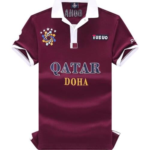 QATAR FRANCE NETHERLANDS Embroidery Jersey 100% Cotton Polos Men Brand Clothing Fashion Male Polo Shirts Plus Size 6XL