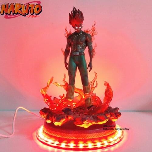 Naruto Might Guy Statue Led Base PVC Action Figure Anime Naruto Shippuden Might Guy Led Eyes Figurine Model Toy