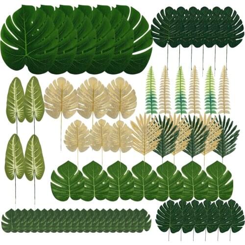 Artificial Tropical Palm Leaves Faux Tropical Plant Hawaiian Party Decorations Jungle Beach Theme Ornament Wedding Home Decor