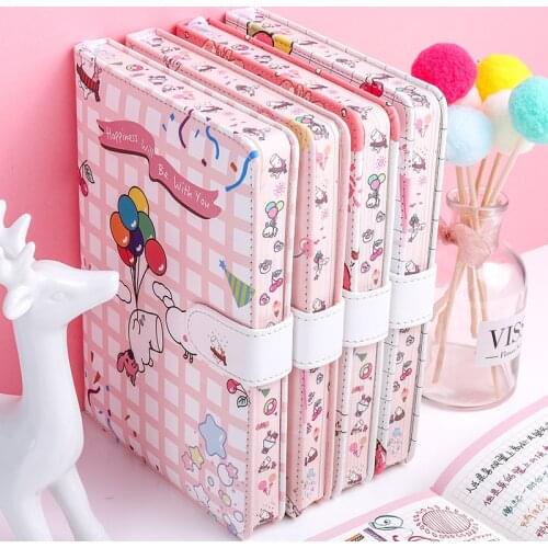A6 Cute Magnetic Closure Plain Notebook Leatherette Dotted Lined Planner Diary Journal