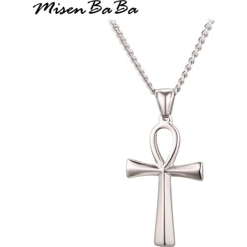 Mystic Egyptian ANKH Cross Charm Pendant Necklace for Man Stainless Steel Cross Necklace Jewelry