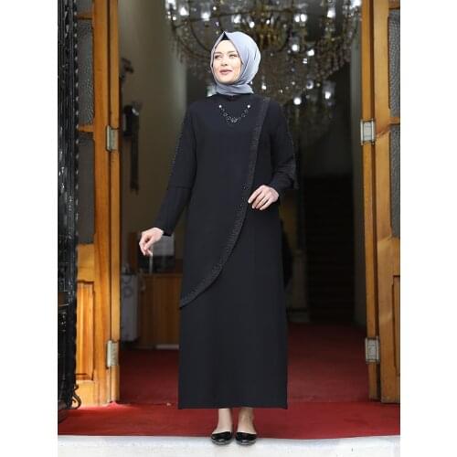 Muslim Women Abaya Dress Stylish Plus Size New Season Stone Embroidered Quality Made in Turkey Fashion Eid Mubarak Islamic Hijab