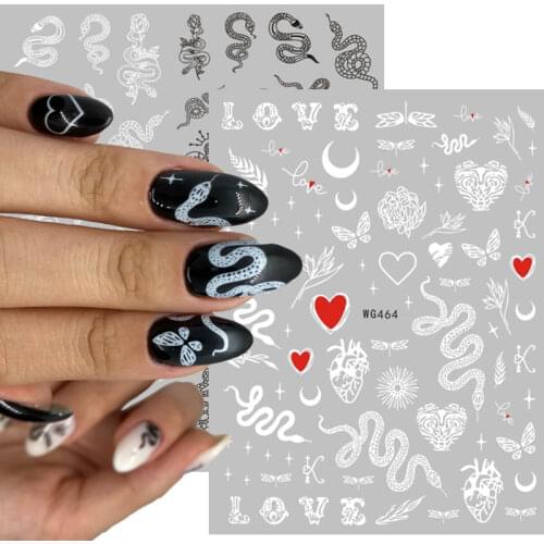 Dragon Snake Nail Art Stickers Adhesive Manicure Decals Nail Tattoos Water Transfer Black Stickers Nail Art Stickers Decoration
