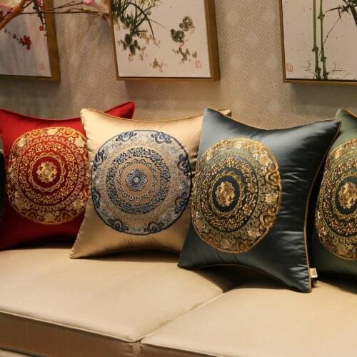 New Chinese Style Cushion Cover Annual Ring Circle Throw Pillow Cases High-grade Embroidered Pillowcase Home Sofa Decoration