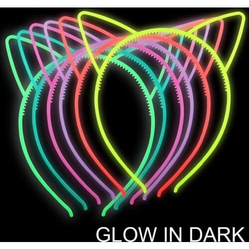New Luminous Cat Ears Headband Elastic Glow In Dark Hairband For Women Baby Girls Teeth Birthday Headwear Hair Accessories