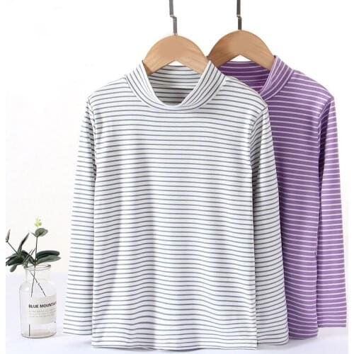 New Children T-Shirts Kids Tops Autumn Winter Baby Boys Basic Turtleneck Shirt Teens Girls Casual Striped Long Sleeve T Shirt