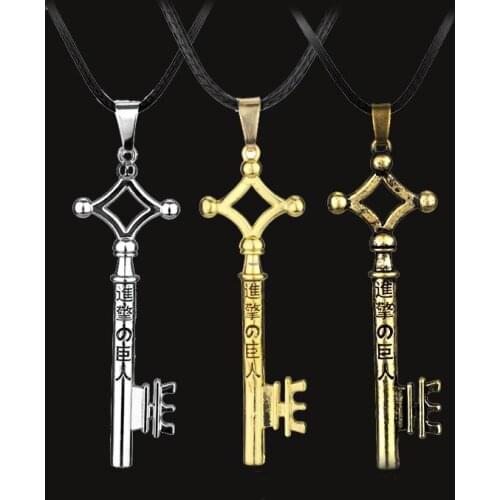 Wholesale Attack On Titan Necklace Eren Key Shingeki No Kyojin Pendant Vintage Anime Jewelry For Men Women Cosplay Jewelry