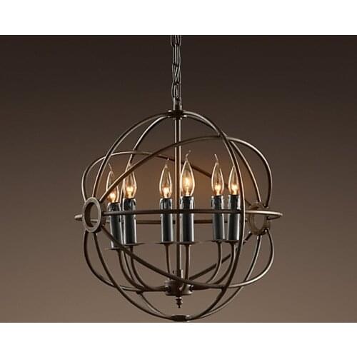 Coffee Color Focaults Orb Pendant Lamp Restoration Hardware Vintage Hanging Suspension Lamp For Living Room Pendant Light PA0279