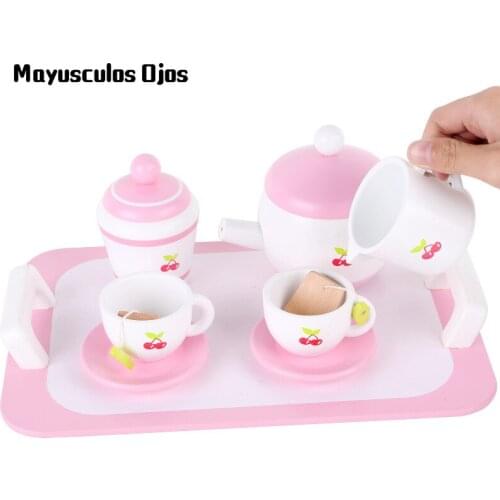 Tableware Kitchenware Chinese Morning Tea Wooden Simulation Kitchen Play House Cut Children Role Play Wooden Toys