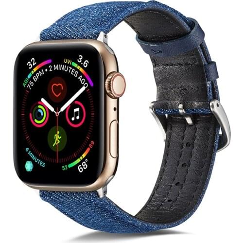 Fashion Denim Leather Metal Buckle band for Apple Watch Series 6 strap for iWatch 6 5 4 44mm 40mm 38mm 42mm Bracelet Watchbands