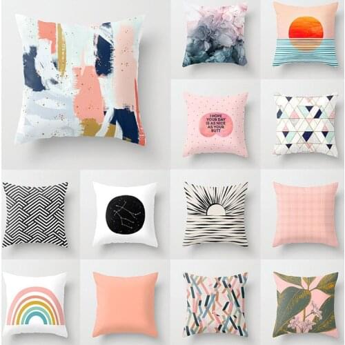 Pink Series Sun Raise Pillowcase Decorative Cushion Covers Geometric Soft Sofa Chair Pillow Cover Home Decor Cushion Case