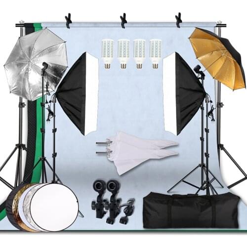 20W 5500K Umbrellas Softbox Continuous Lighting Kit with Backdrop Support System for Photo Studio Product Shoot Photography