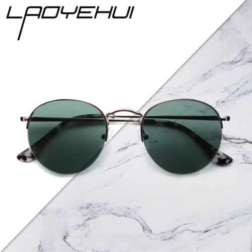 Vintage Women Round Sunglasses Polarized Retro Female Eyewear Driving Sunglasses Metal Optical Men Round Glasses Luxury Brand