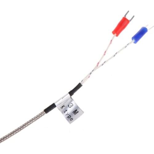3m/10ft K type Thermocouple 100mm Probe Stainless Steel High Temperature Sensor