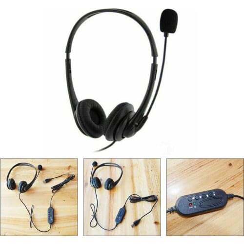 USB Wired Ergonomic Noise Cancelling Rotatable Headset Microphone Call Centre