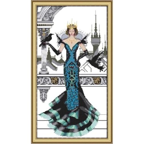 RAVEN-QUEEN Cross Stitch Patterns Printed Fabric 14CT 11CT Counted Canvas DMC Cotton Thread Handmade Embroidery Needlework Sets