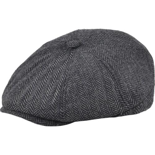 VOBOOM Wool Tweed Newsboy Cap Men Women Twill Beret Herringbone 8 Panel Flat Gatsby Hat 111